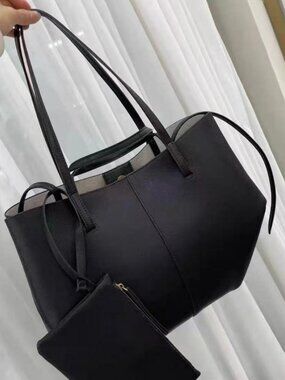 Polene Cyme Black Leather Tote